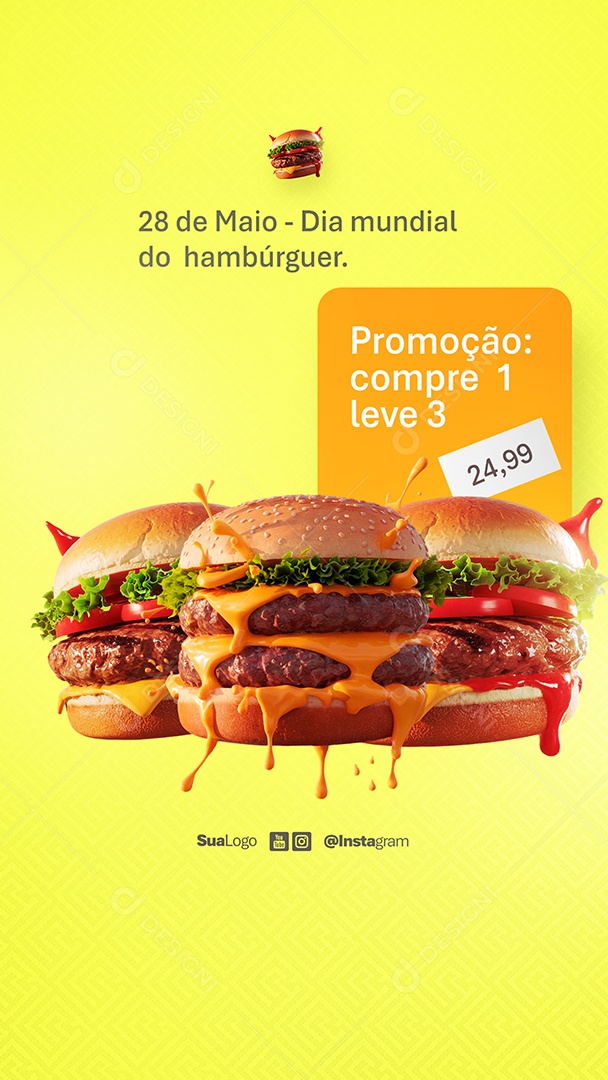 Story Dia Mundial do Hambúrguer 28 de Maio Social Media PSD Editável