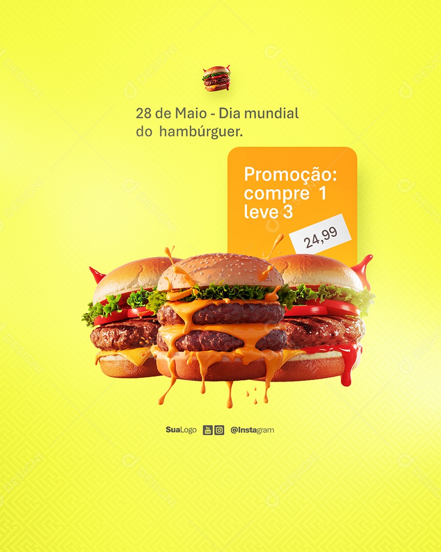Dia Mundial do Hambúrguer 28 de Maio Social Media PSD Editável