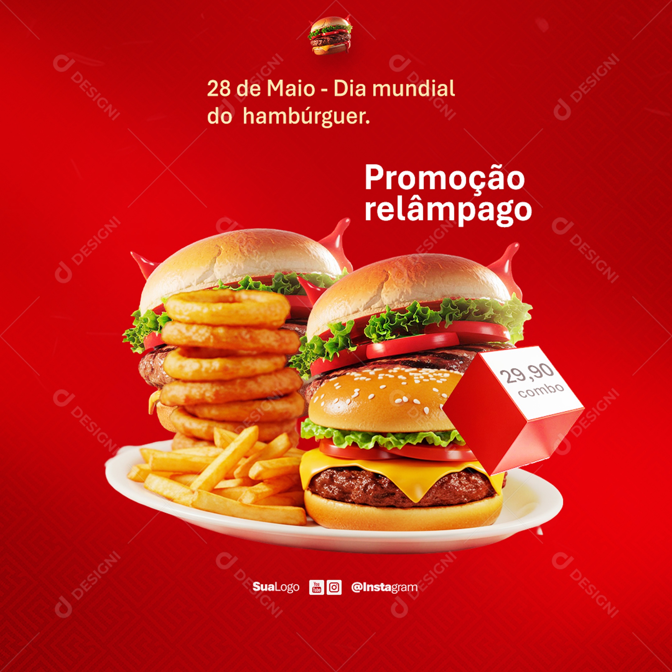 Dia Mundial do Hambúrguer 28 de Maio Social Media PSD Editável