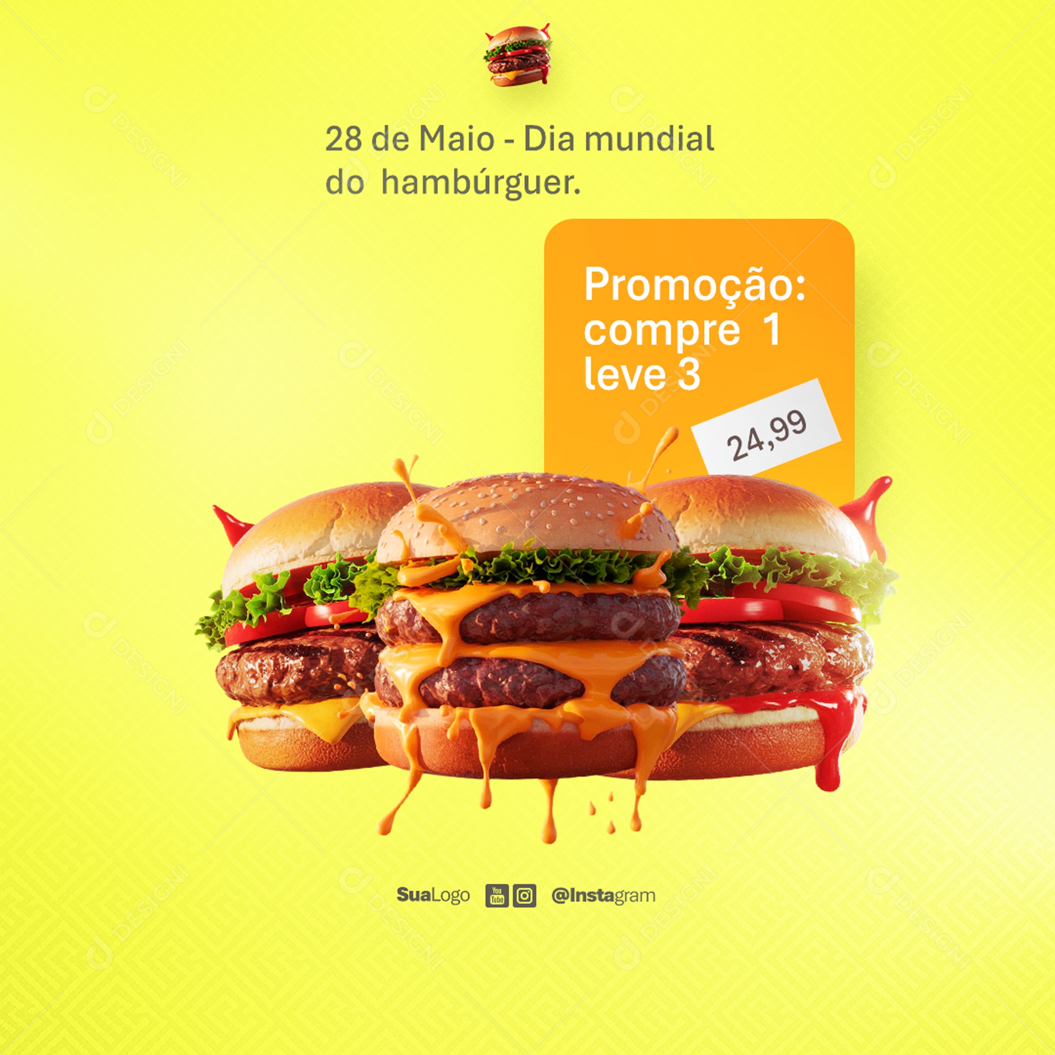 Dia Mundial do Hambúrguer 28 de Maio Social Media PSD Editável