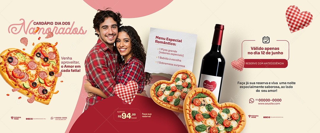Carrossel Cardápio Especial Dia dos Namorados Social Media PSD Editável