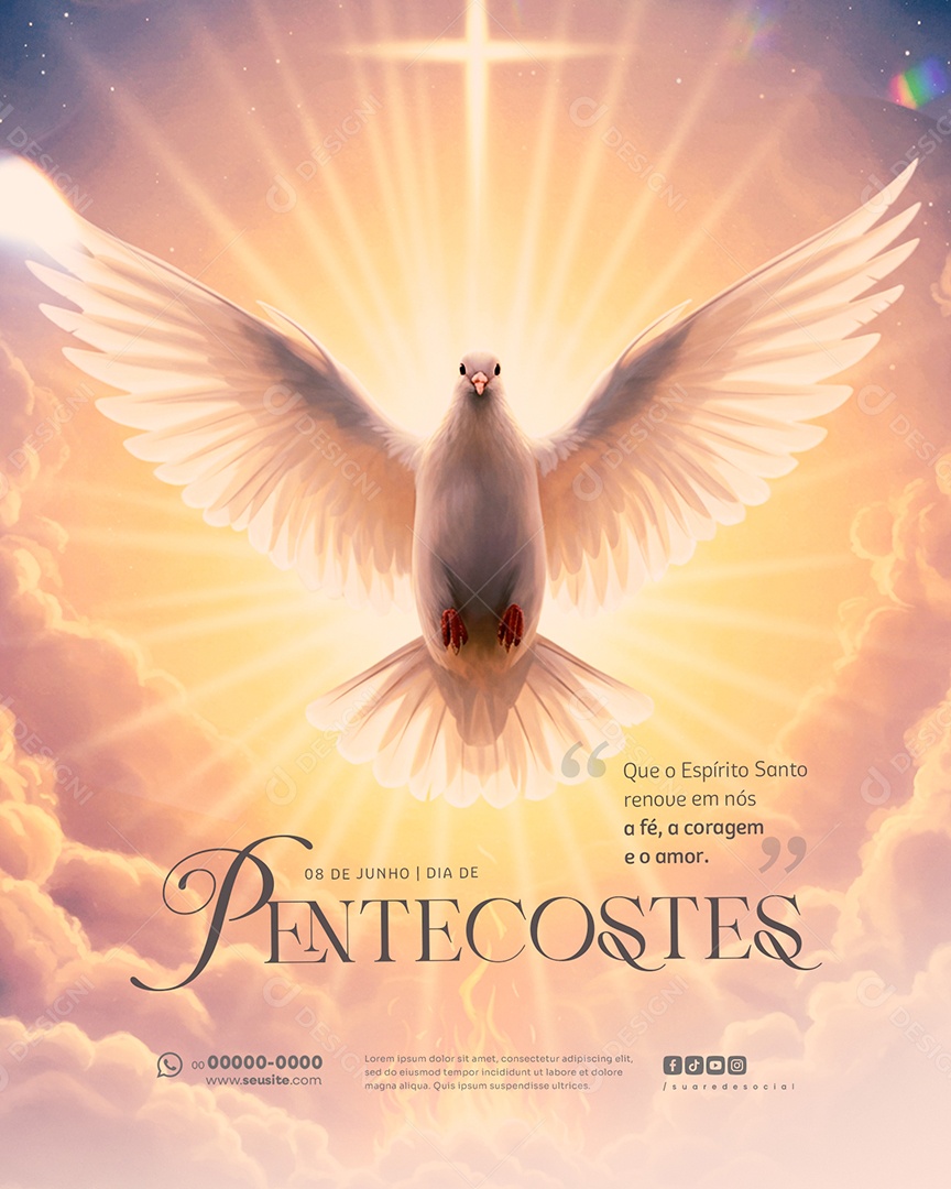 Dia de Pentecostes 8 de junho Social Media PSD Editável