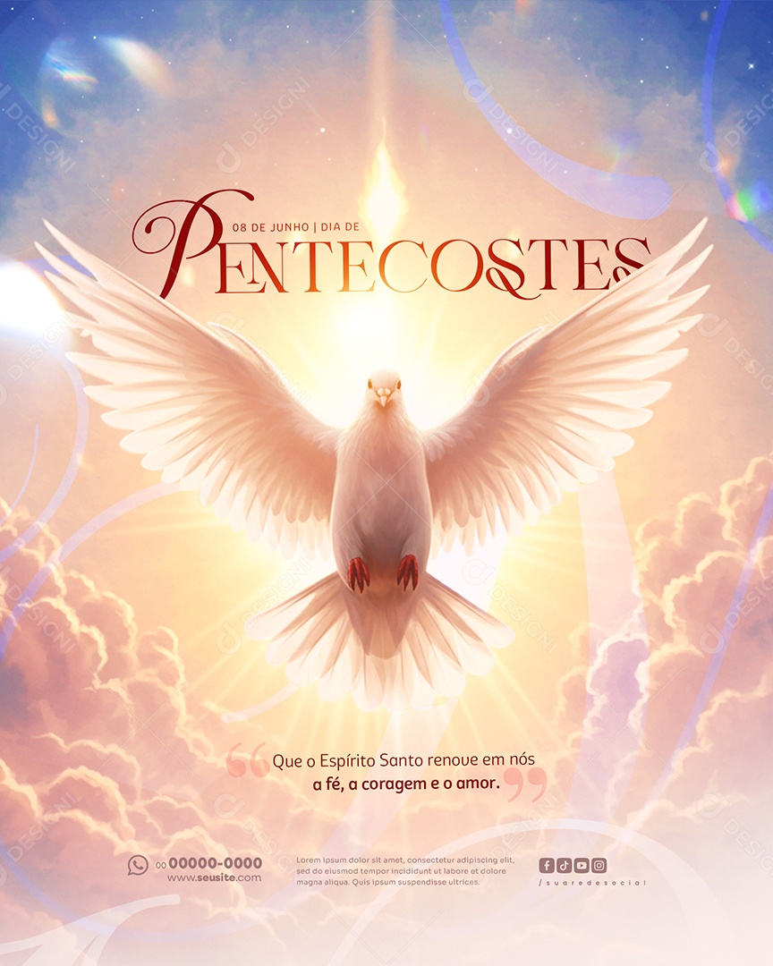 Dia de Pentecostes 8 de junho Social Media PSD Editável