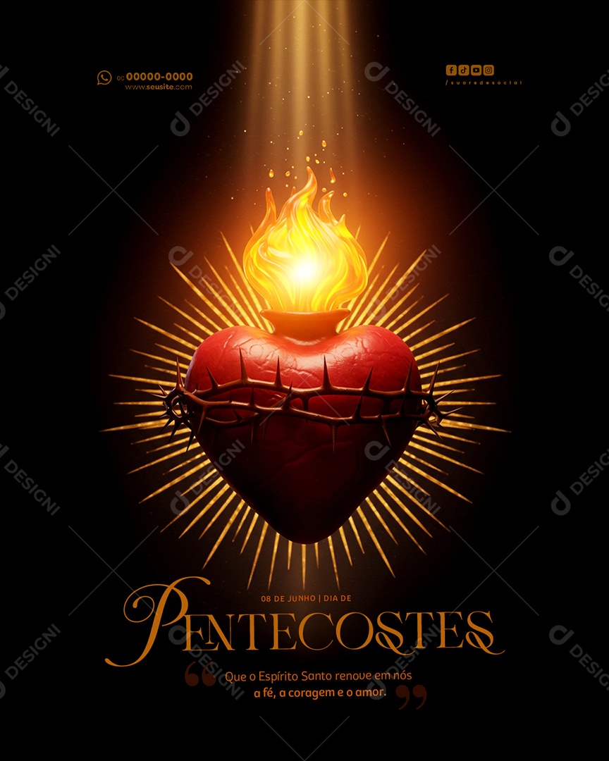 Dia de Pentecostes 8 de junho Social Media PSD Editável