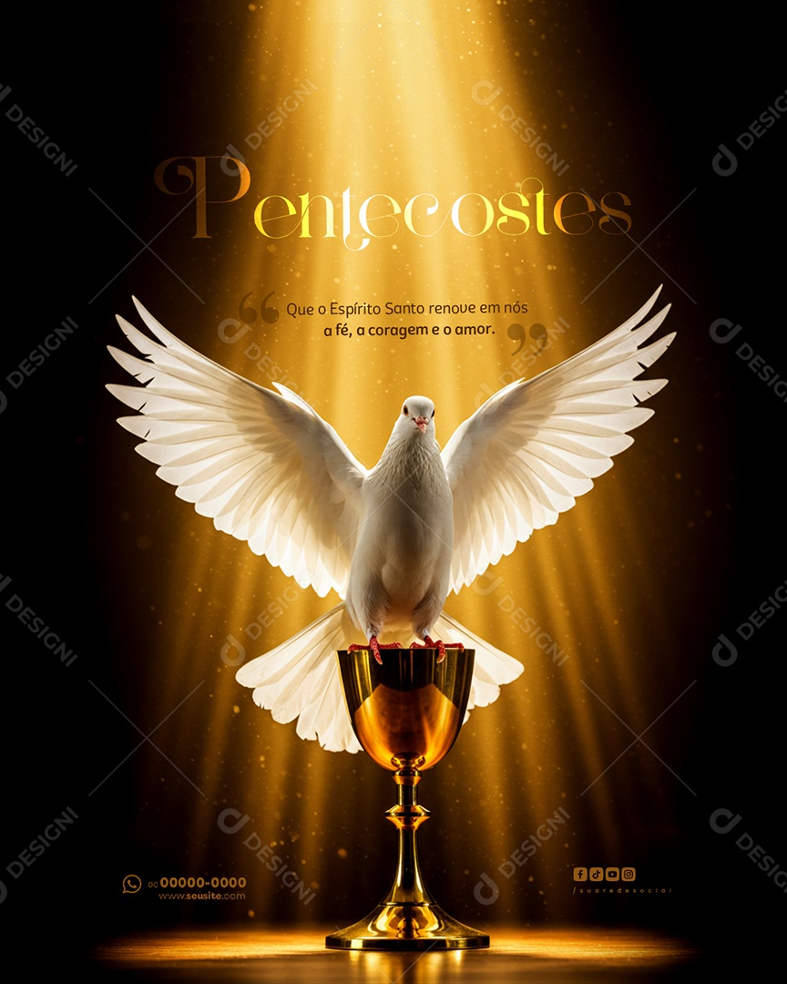 Dia de Pentecostes 8 de junho Social Media PSD Editável