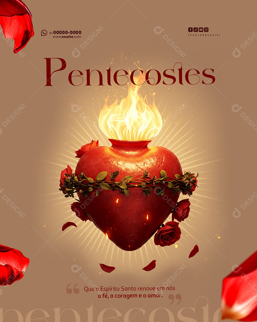 Dia de Pentecostes 8 de junho Social Media PSD Editável