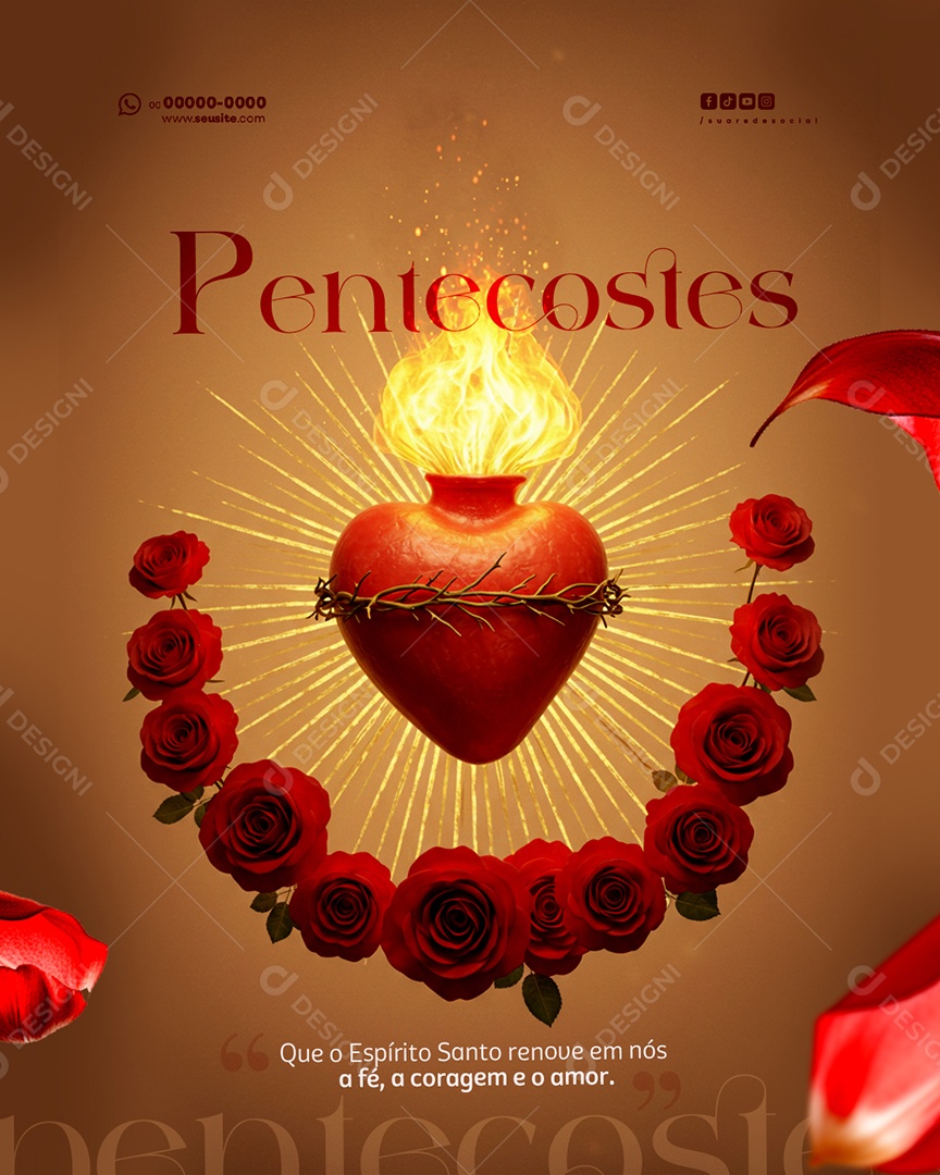 Dia de Pentecostes 8 de junho Social Media PSD Editável