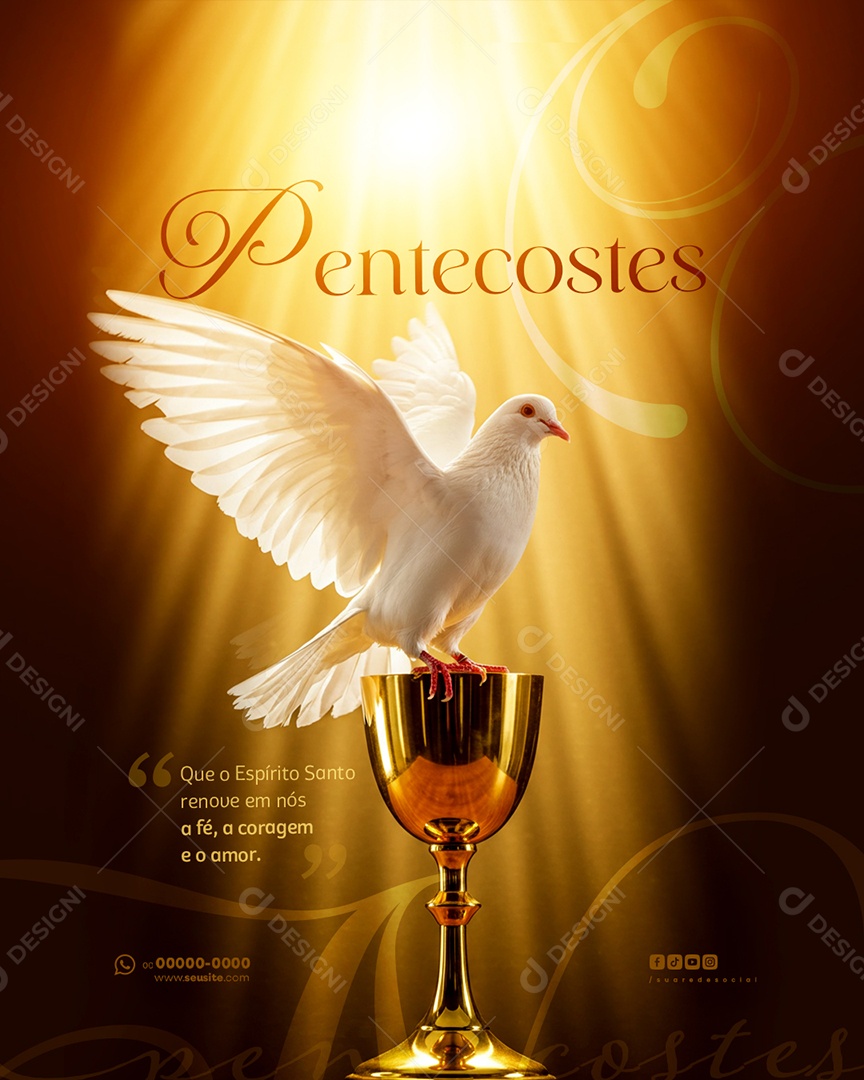 Dia de Pentecostes 8 de junho Social Media PSD Editável