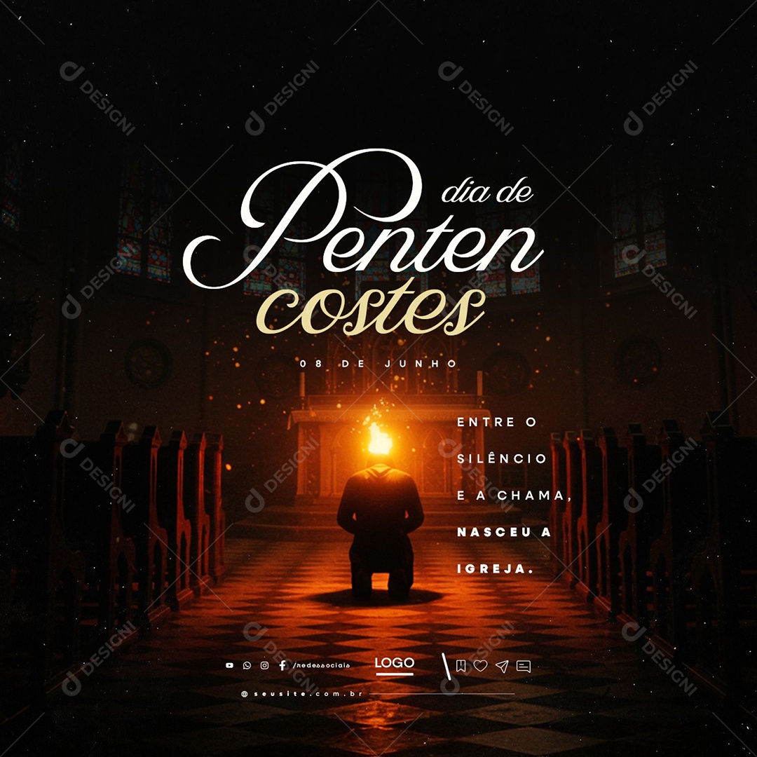 Dia de Pentecostes 08 de Junho Social Media PSD Editável