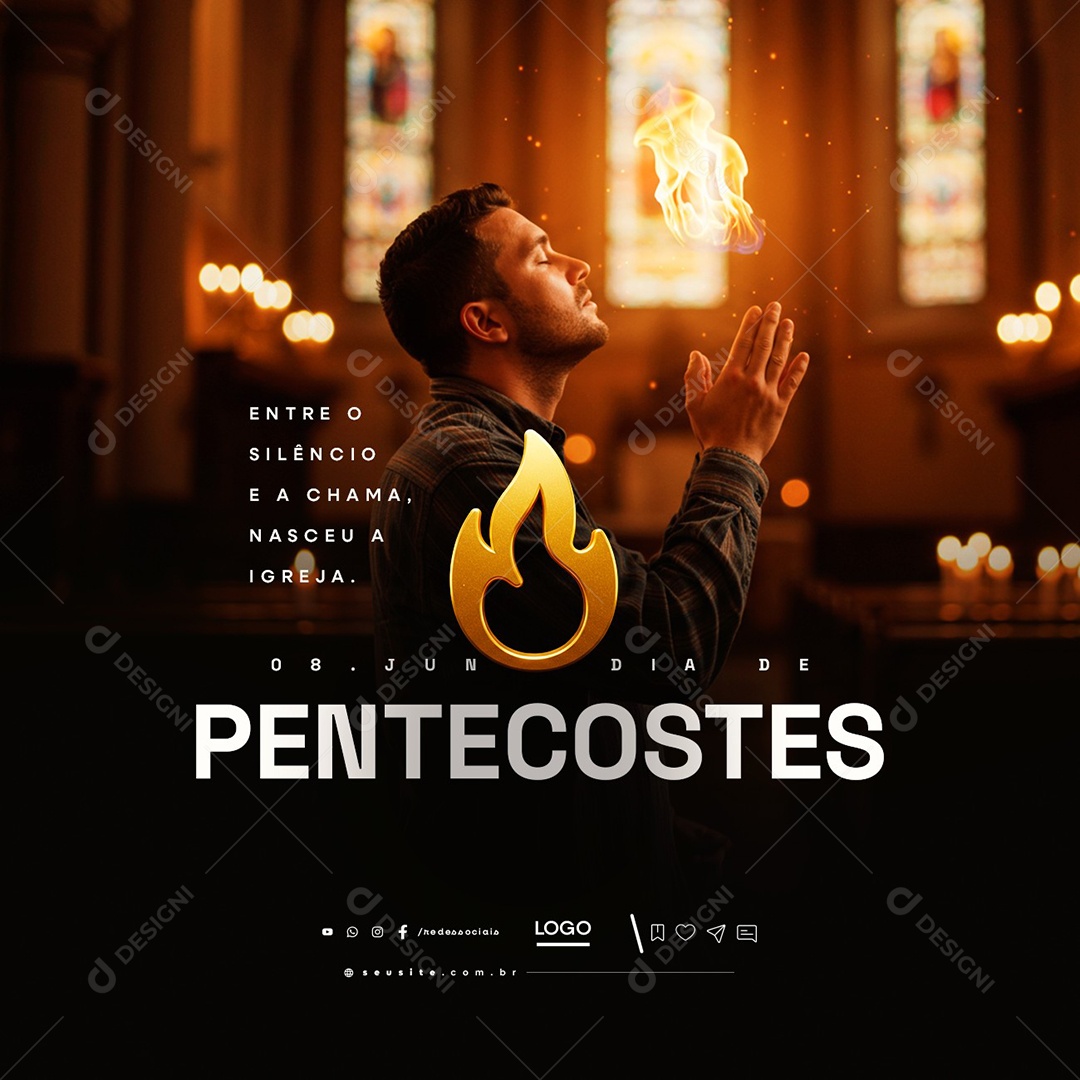 Dia de Pentecostes 08 de Junho Social Media PSD Editável