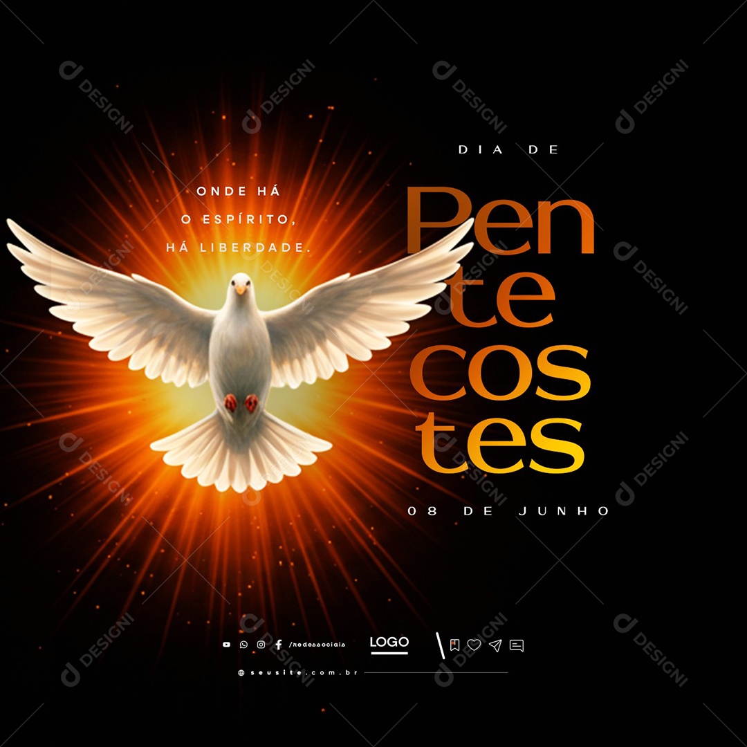 Dia de Pentecostes 08 de Junho Social Media PSD Editável
