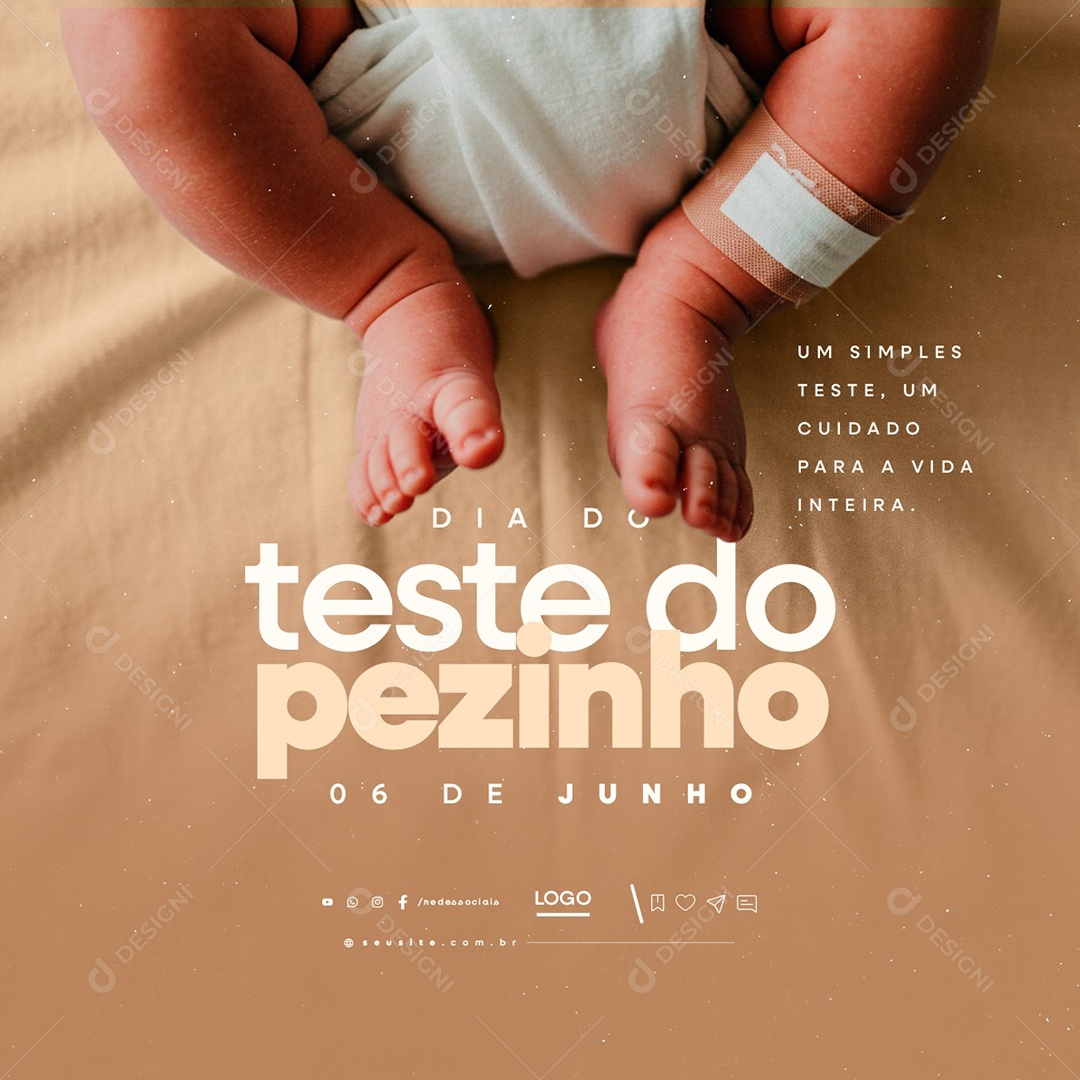 Dia do Teste do Pezinho 06 de Junho Social Media PSD Editável