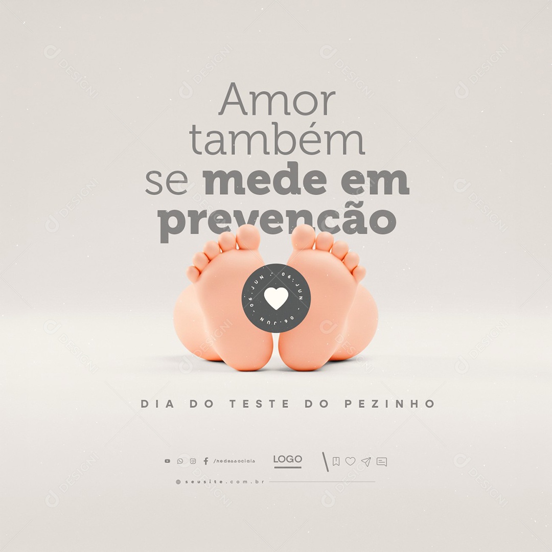 Dia do Teste do Pezinho 06 de Junho Social Media PSD Editável