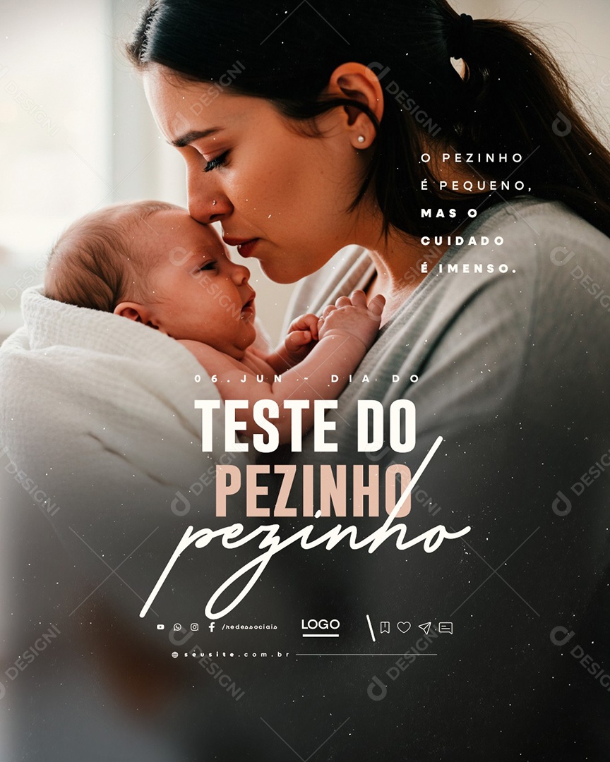Dia do Teste do Pezinho 06 de Junho Social Media PSD Editável