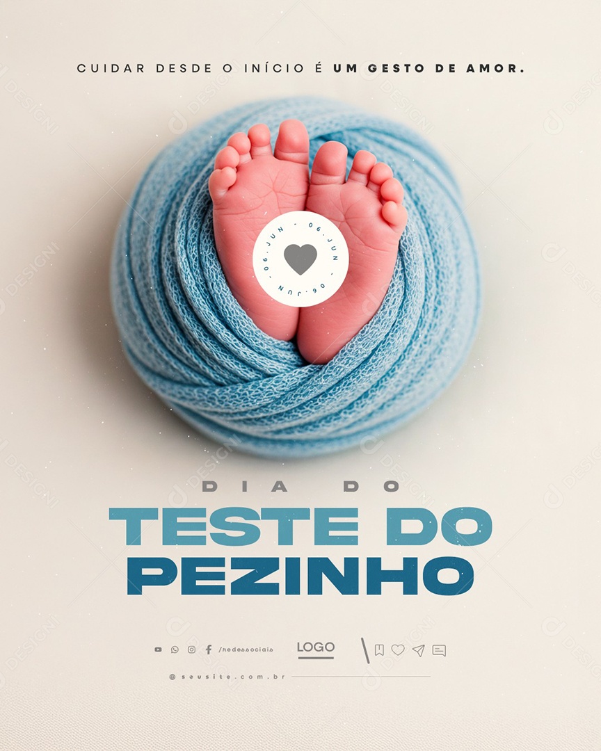 Dia do Teste do Pezinho 06 de Junho Social Media PSD Editável