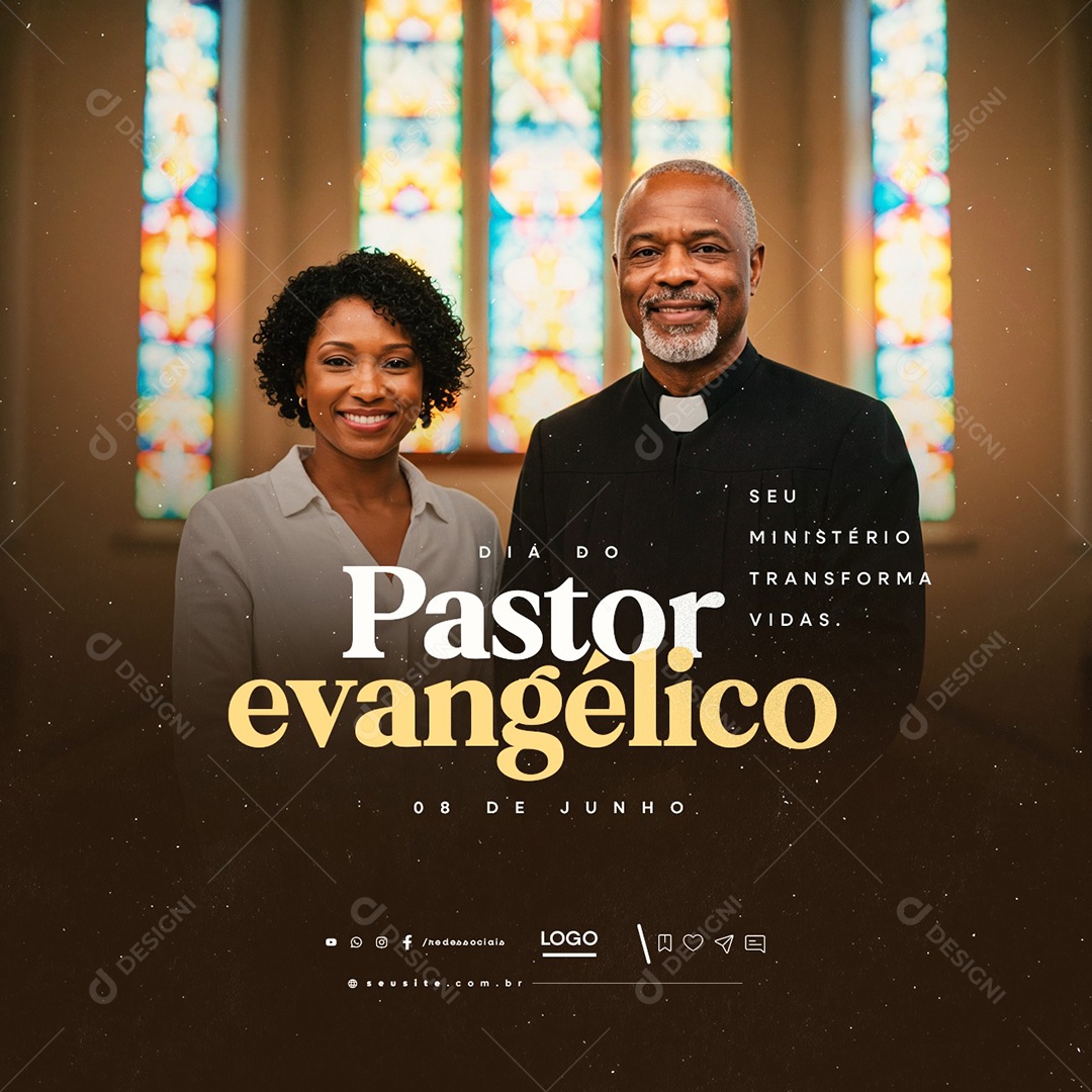 Dia do Pastor Evangélico 08 de Junho Social Media PSD Editável