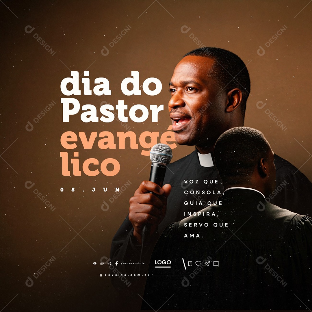 Dia do Pastor Evangélico 08 de Junho Social Media PSD Editável