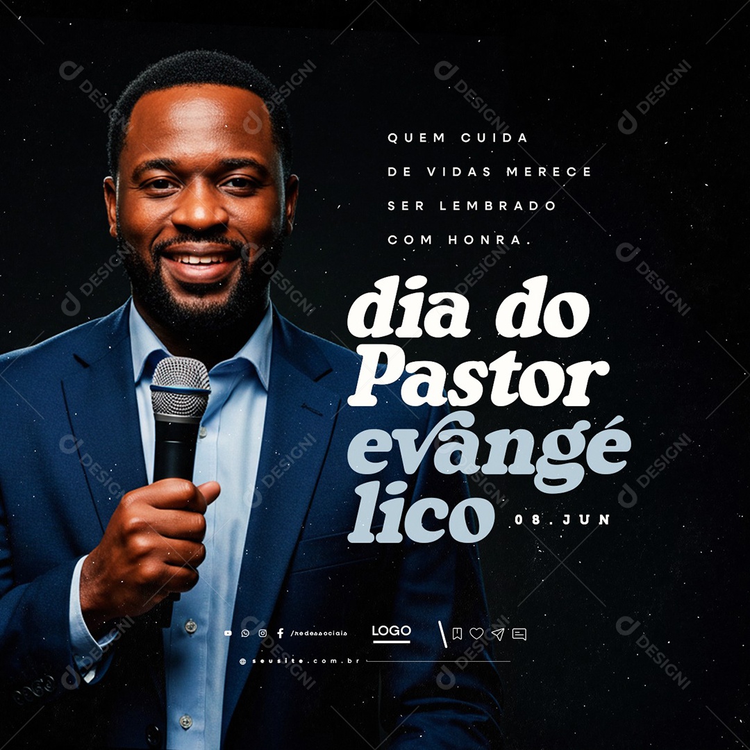 Dia do Pastor Evangélico 08 de Junho Social Media PSD Editável