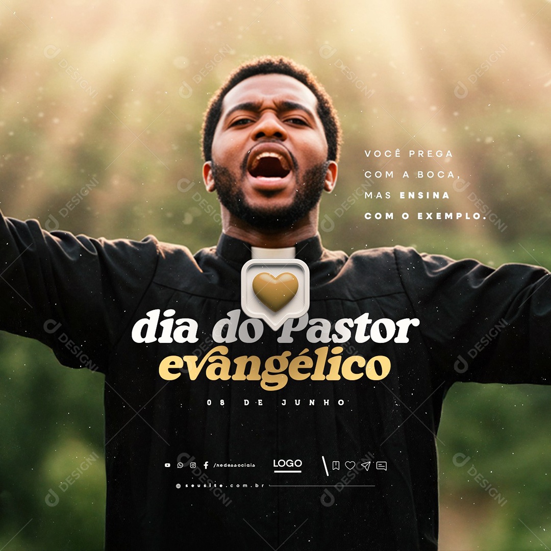 Dia do Pastor Evangélico 08 de Junho Social Media PSD Editável