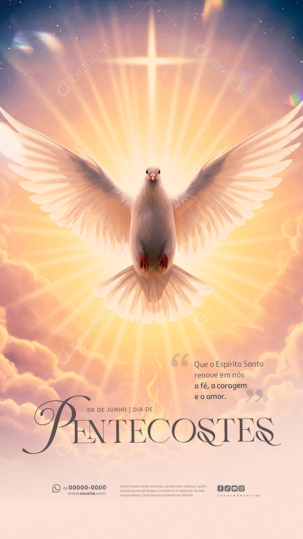 Story Dia de Pentecostes 8 de junho Social Media PSD Editável