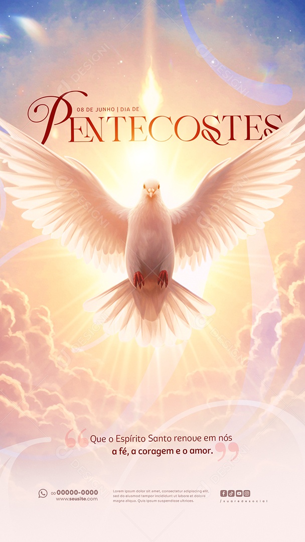 Story Dia de Pentecostes 8 de junho Social Media PSD Editável