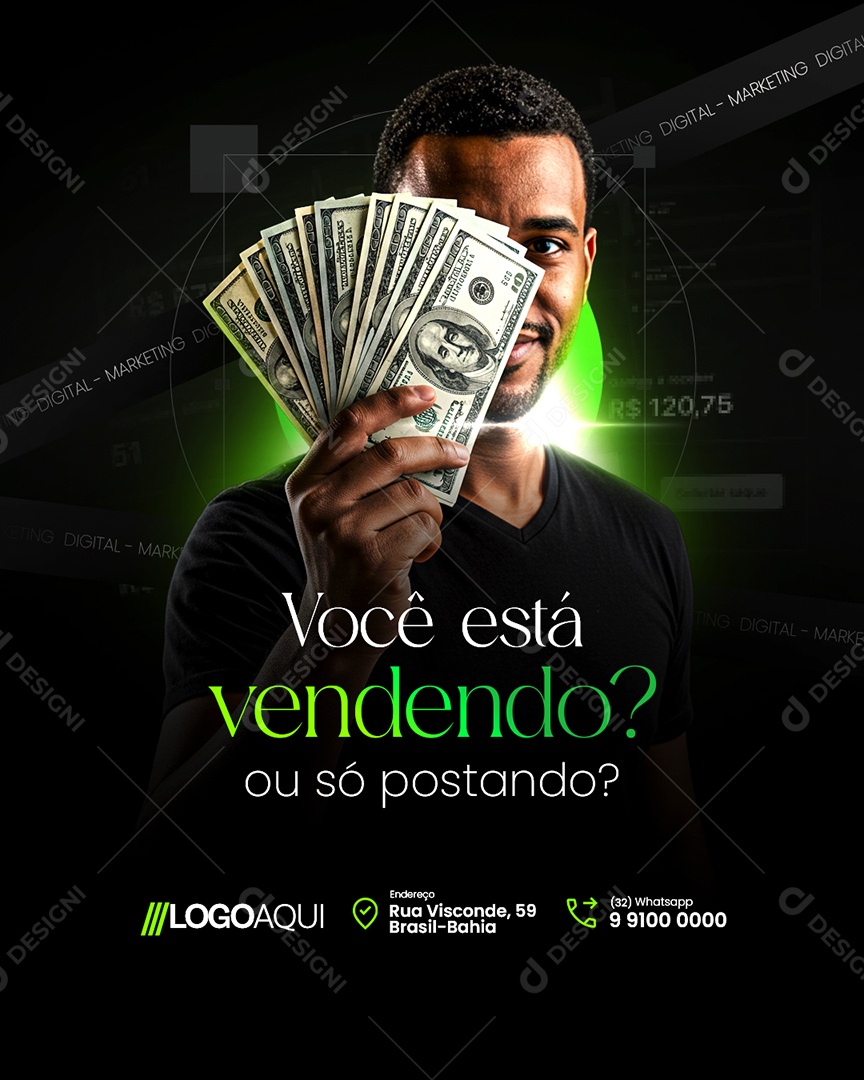 Marketing Digital Você Está Vendendo ou Só Postando Social Media PSD Editável