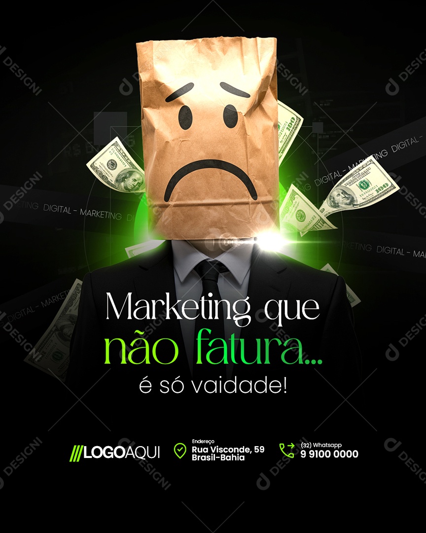 Marketing Que Não Fatura é Só Verdade Social Media PSD Editável