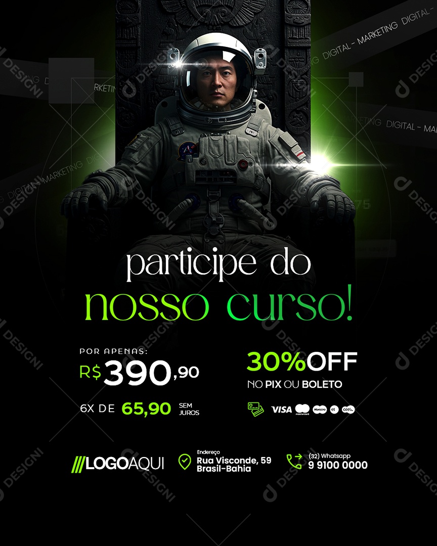 Marketing Digital Participe do Nosso Curso Social Media PSD Editável