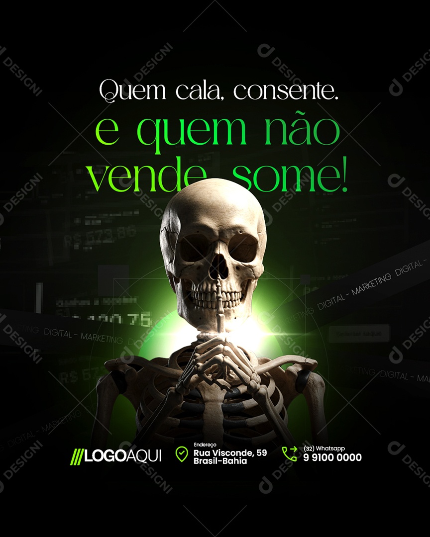 Marketing Digital Quem Cala Consente Social Media PSD Editável