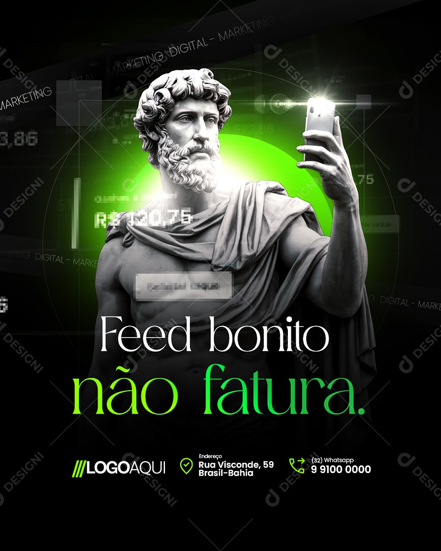 Marketing Digital Feed Bonito Não Fatura Social Media PSD Editável