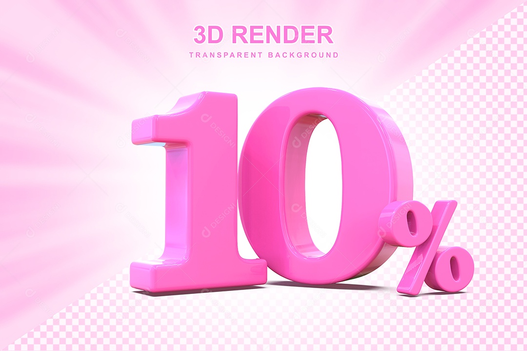 Elemento 3D Número 10% Rosa Para Composição PSD