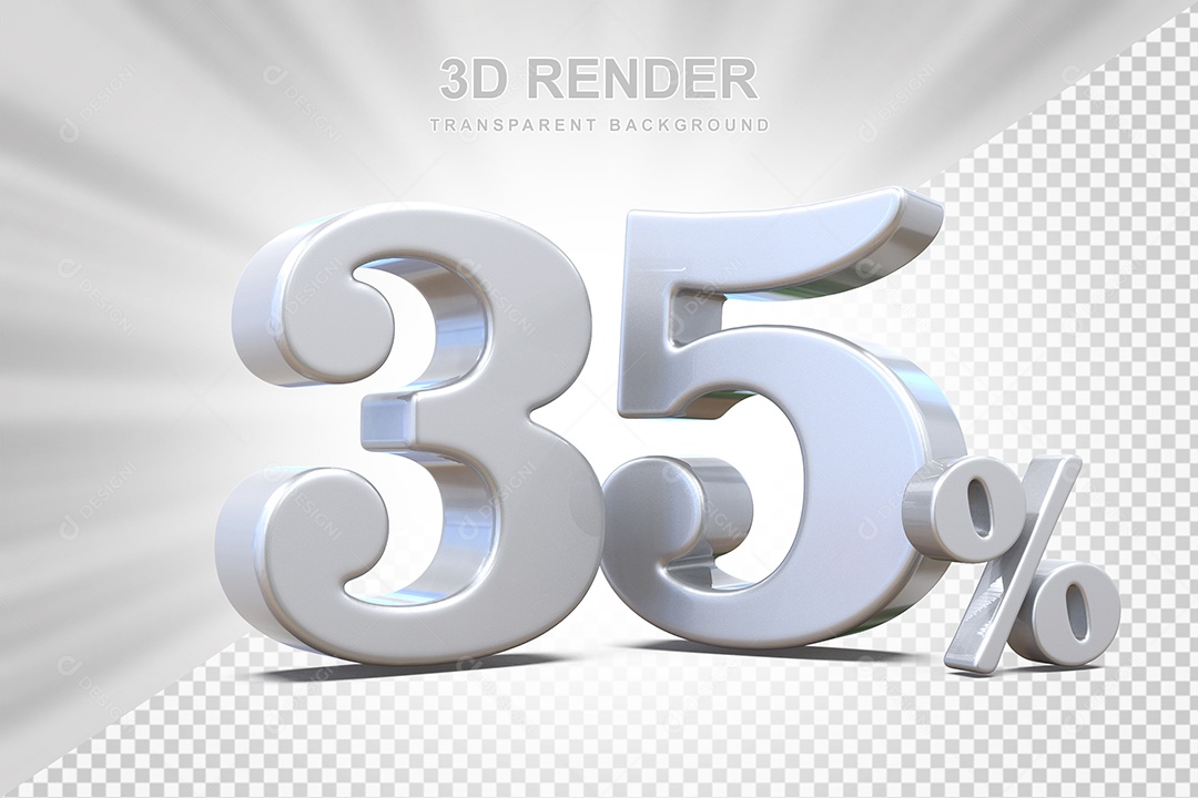 Elemento 3D Número 35% Branco Para Composição PSD