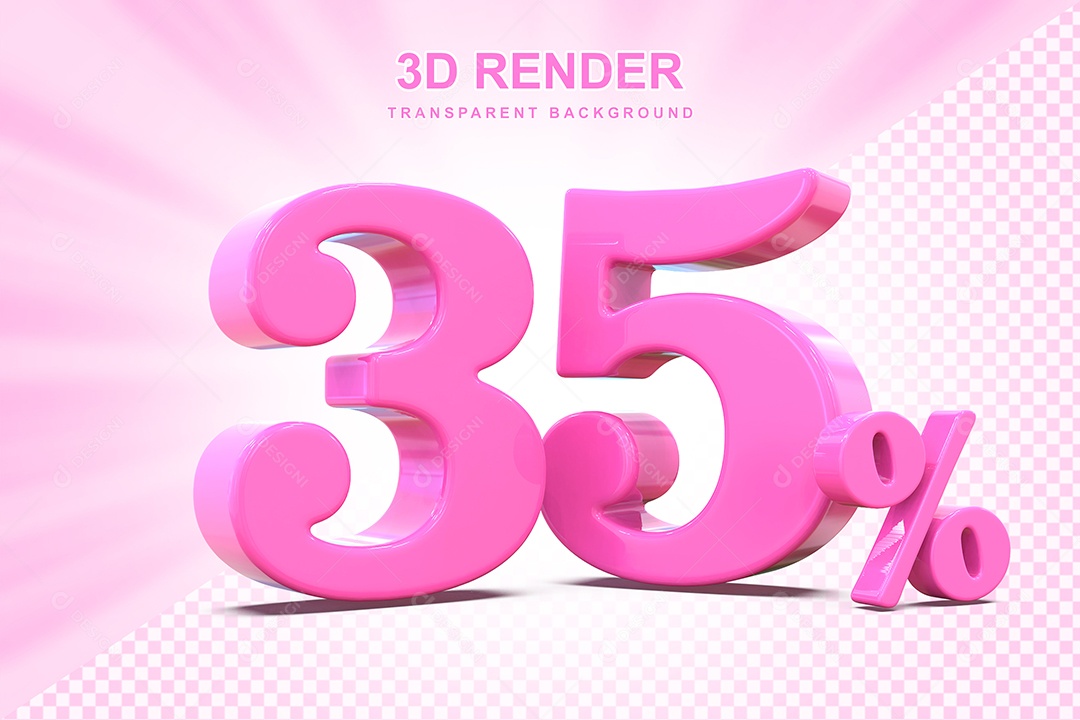 Elemento 3D Número 35% Rosa Para Composição PSD