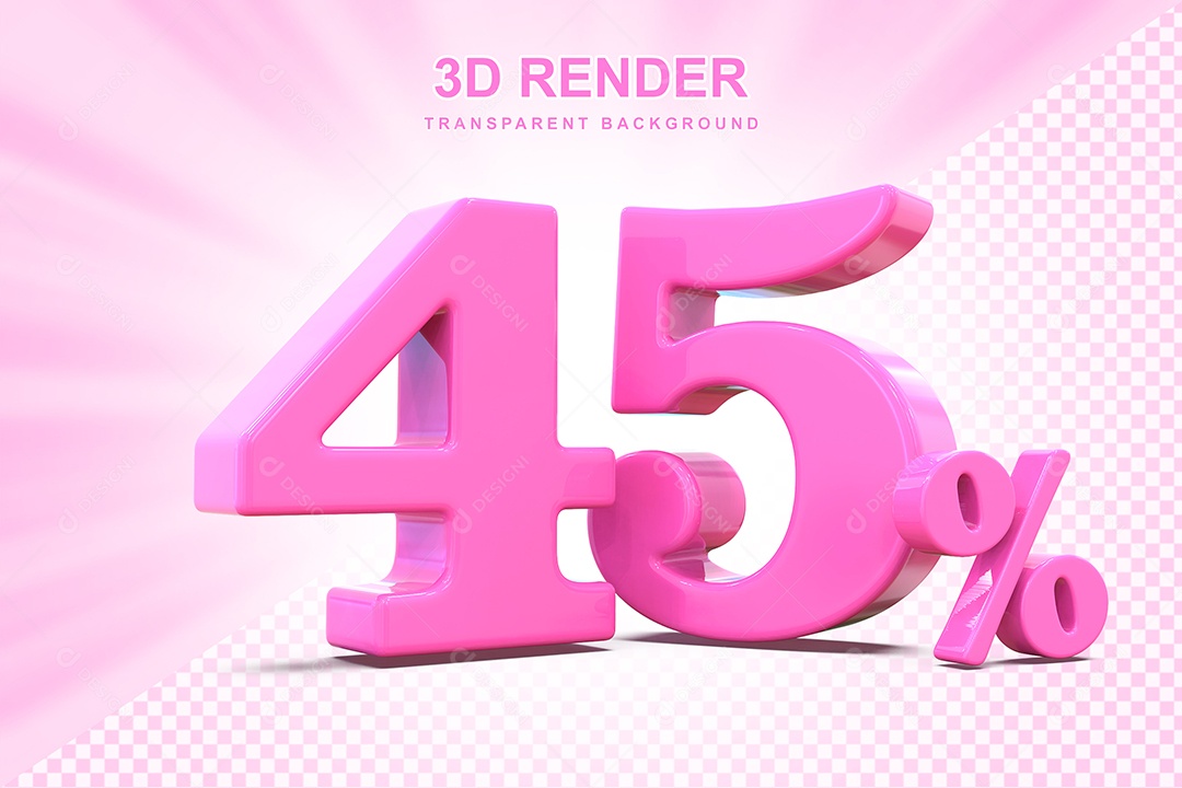 Elemento 3D Número 45% Rosa Para Composição PSD
