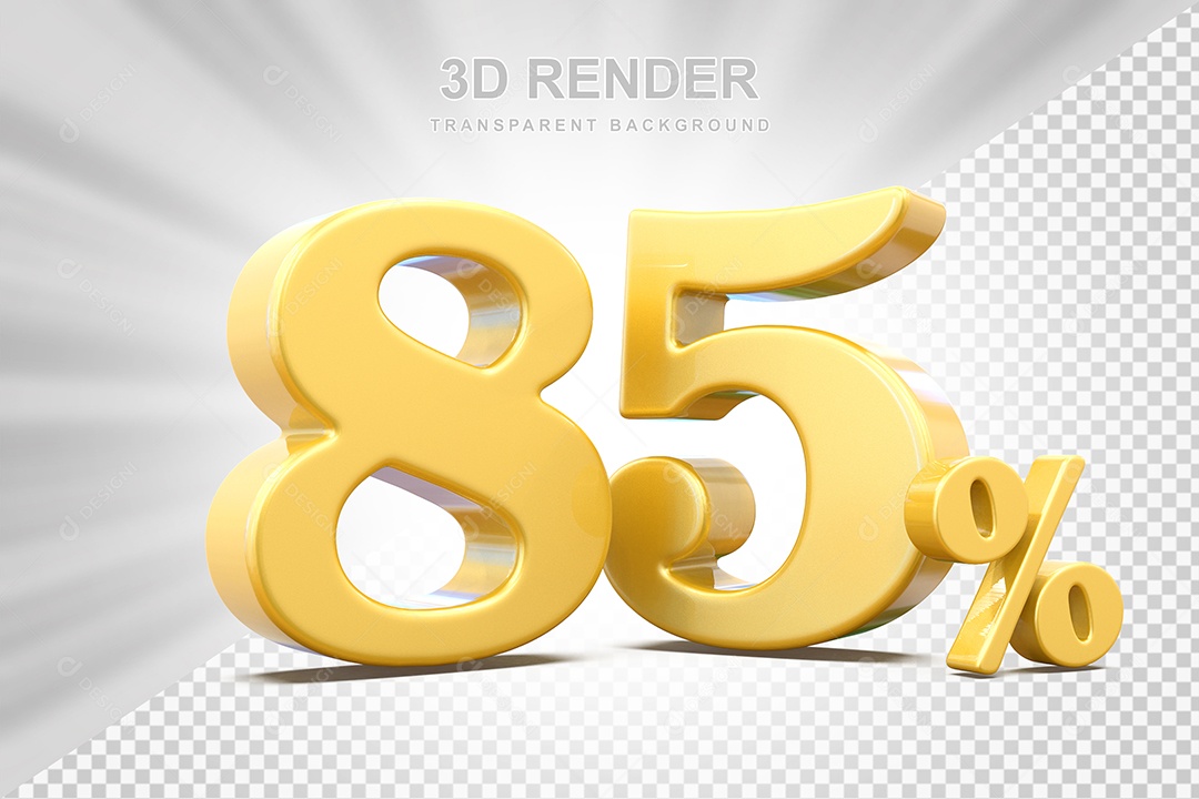 Elemento 3D Número 85% Amarelo Para Composição PSD