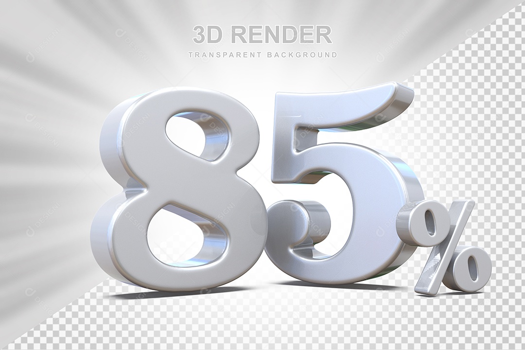 Elemento 3D Número 85% Branco Para Composição PSD