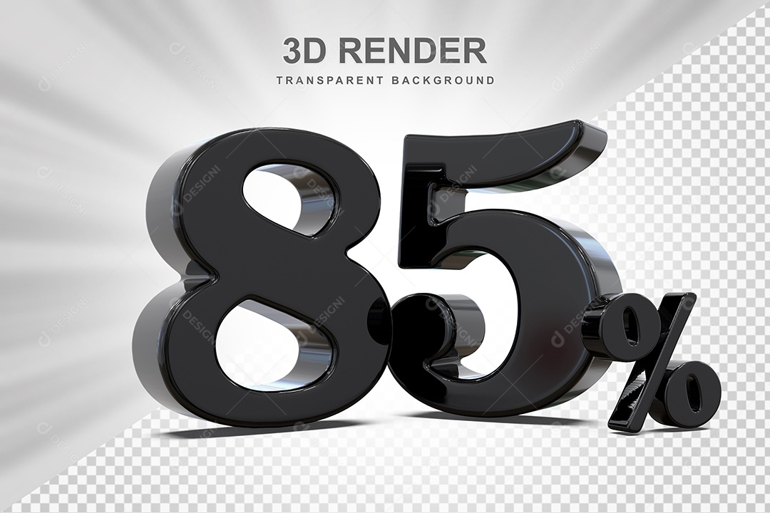 Elemento 3D Número 85% Preto Para Composição PSD