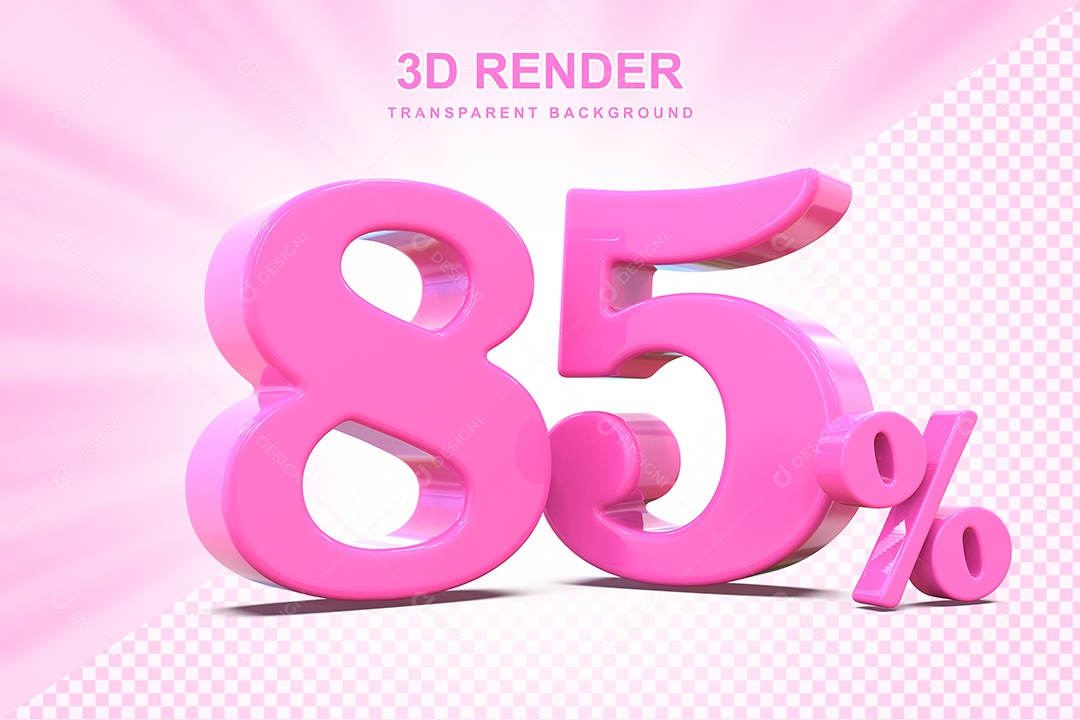 Elemento 3D Número 85% Rosa Para Composição PSD