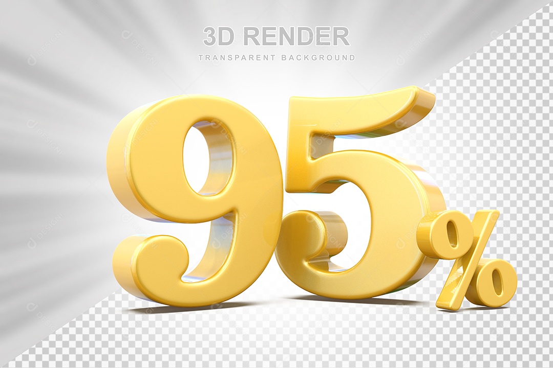 Elemento 3D Número 95% Amarelo Para Composição PSD