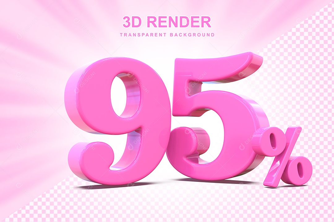 Elemento 3D Número 95% Rosa Para Composição PSD