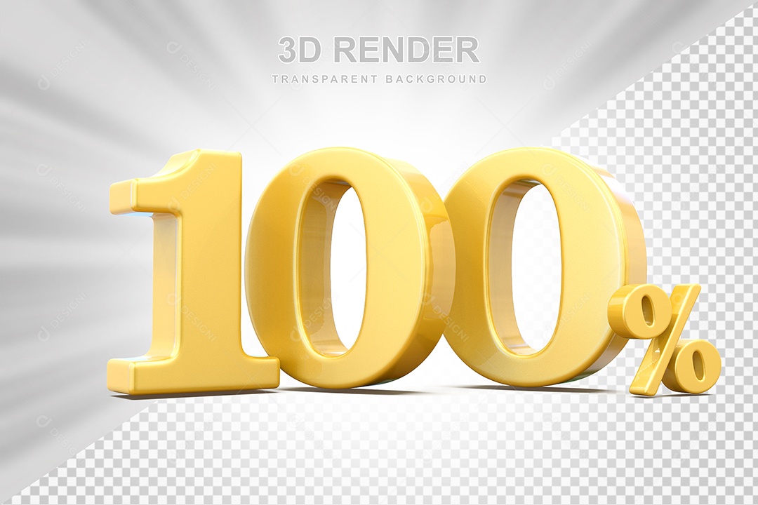 Elemento 3D Número 100% Amarelo Para Composição PSD