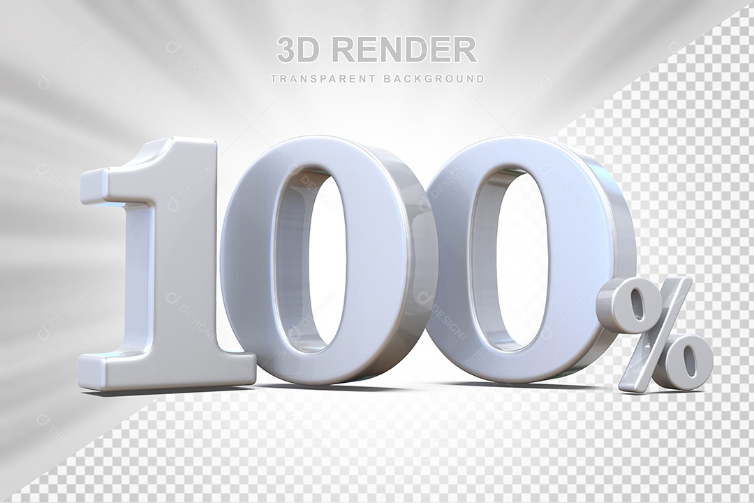 Elemento 3D Número 100% Branco Para Composição PSD