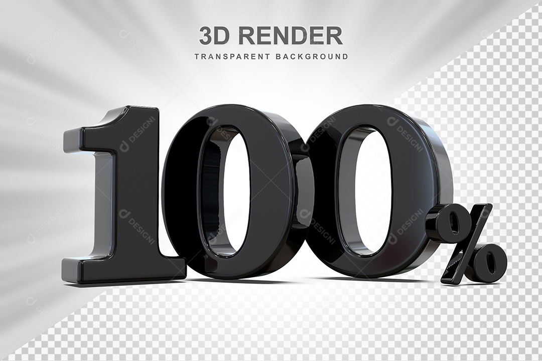 Elemento 3D Número 100% Preto Para Composição PSD