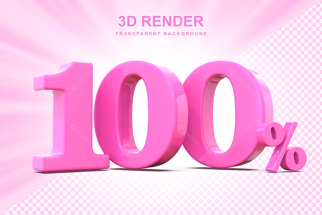 Elemento 3D Número 100% Rosa Para Composição PSD