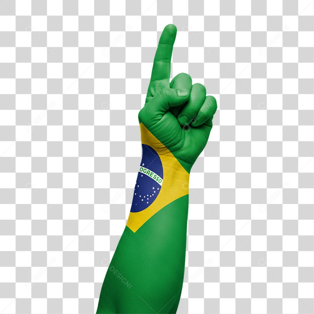 Elemento 3D Mão com Bandeira do Brasil 7 de Setembro PNG Transparente