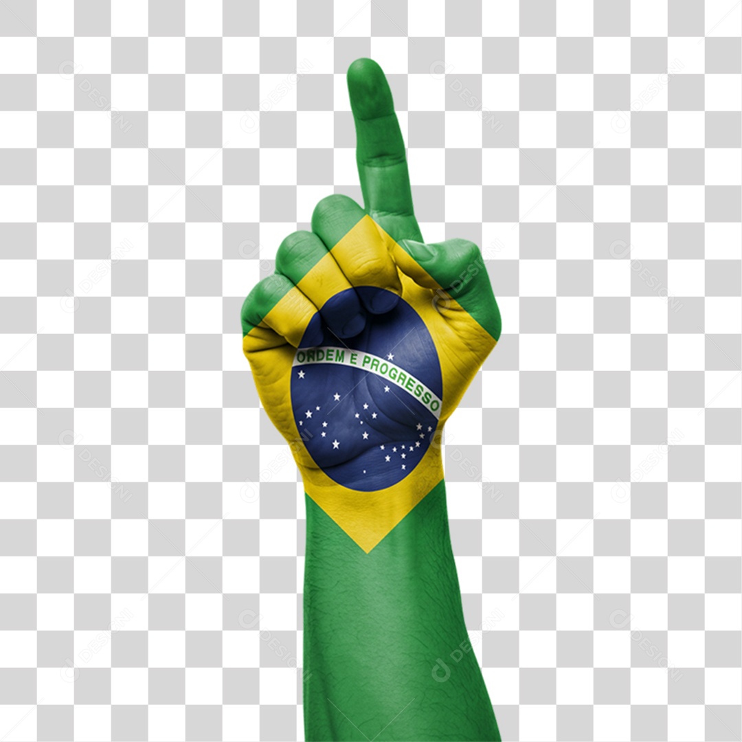 Elemento 3D Mão com Bandeira do Brasil 7 de Setembro PNG Transparente