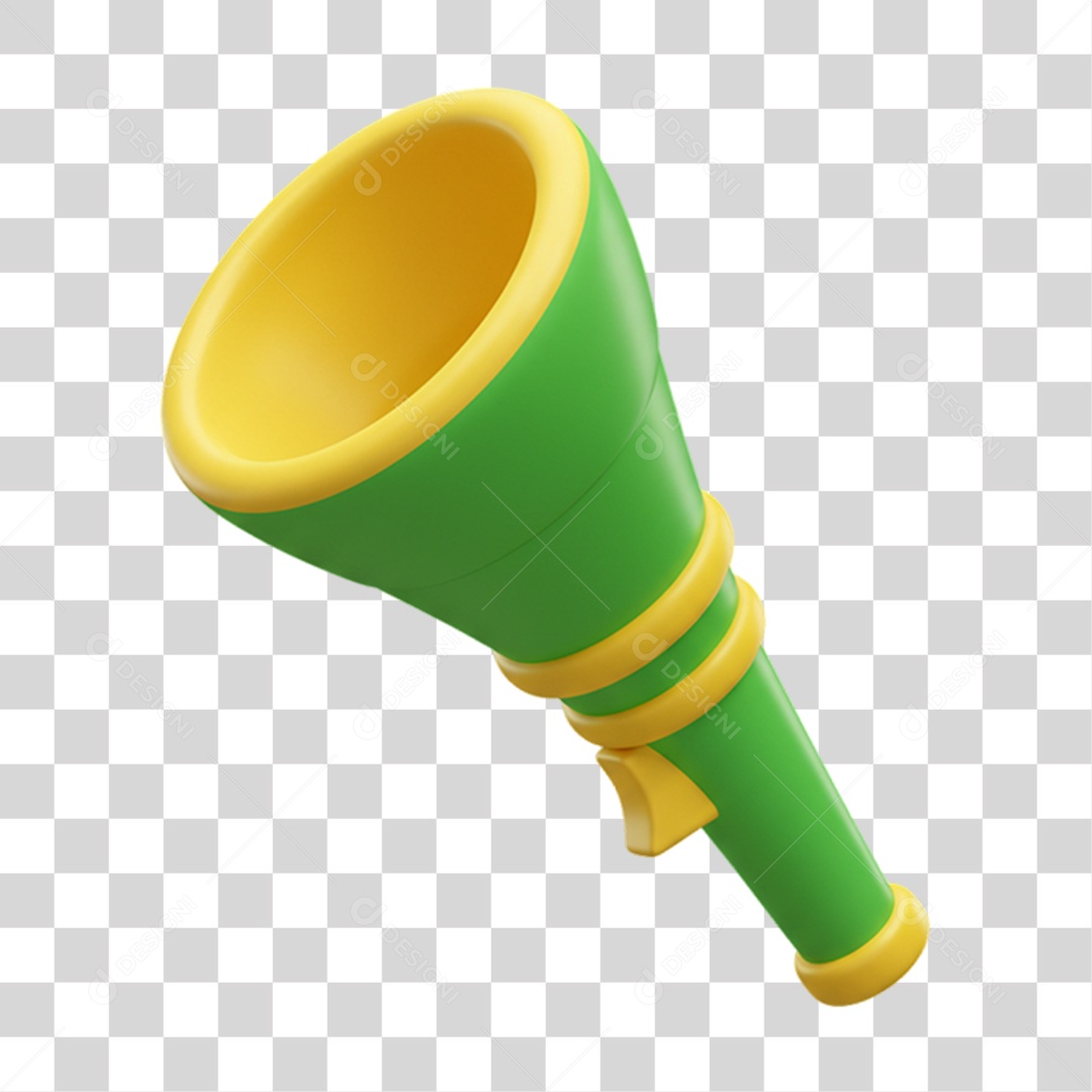 Elemento 3D Vuvuzela Cores da Bandeira do Brasil 7 de Setembro PNG Transparente