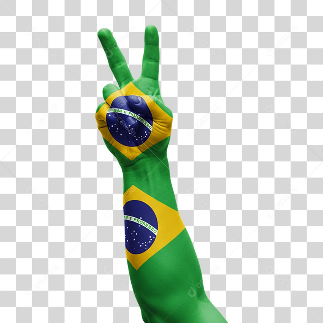 Elemento 3D Mão com Bandeira do Brasil 7 de Setembro PNG Transparente