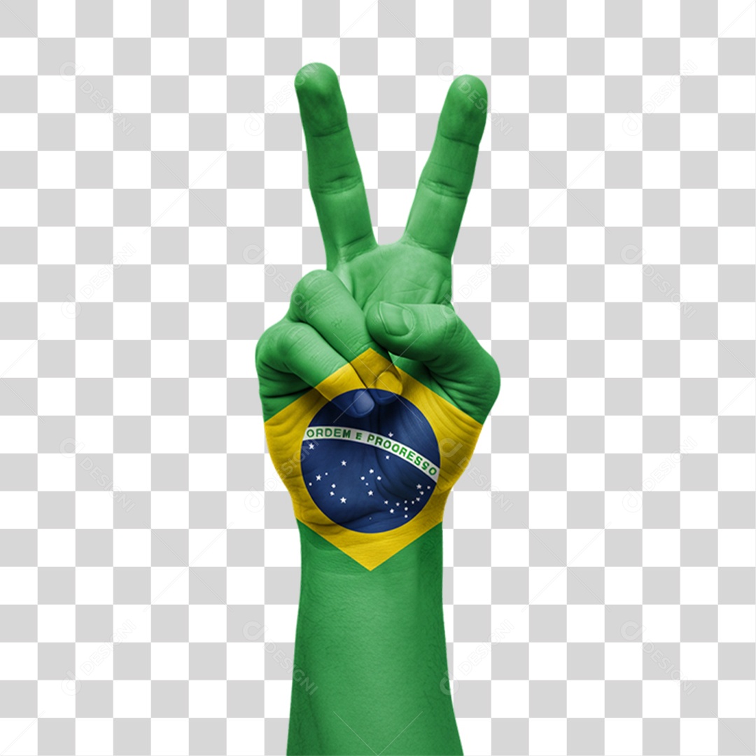 Elemento 3D Mão com Bandeira do Brasil 7 de Setembro PNG Transparente