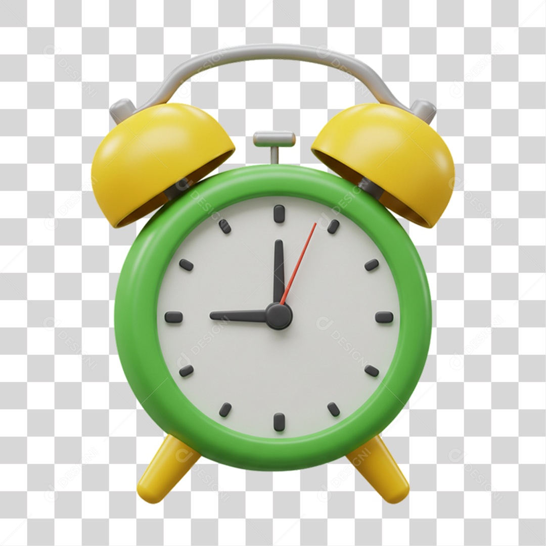 Elemento 3D Despertador Cores da Bandeira do Brasil 7 de Setembro PNG Transparente